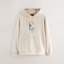 Load image into Gallery viewer, Neutral Ecru Overhead Hoodie Hokusai Graphic Sweat Top
