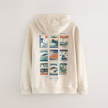 Load image into Gallery viewer, Neutral Ecru Overhead Hoodie Hokusai Graphic Sweat Top
