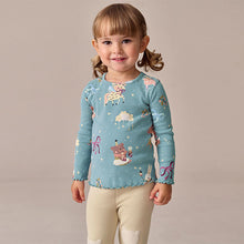 Load image into Gallery viewer, Teal Blue Fairy Rib Long Sleeve T-Shirt (3mths-6yrs)
