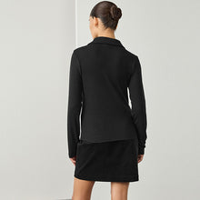 Load image into Gallery viewer, Black N. Premium Long Sleeve Collar Polo Top
