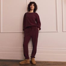 Load image into Gallery viewer, Burgundy Red Cosy Waffle Long Sleeve Pyjamas
