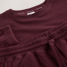 Load image into Gallery viewer, Burgundy Red Cosy Waffle Long Sleeve Pyjamas
