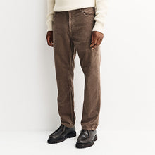 Load image into Gallery viewer, Brown Straight Fit Corduroy 5 Pocket Stretch Trousers

