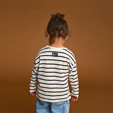 Load image into Gallery viewer, Monochrome Stripe Long Sleeve Bow Appliqué Top (3mths-6yrs)
