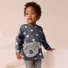 Load image into Gallery viewer, Charcoal Grey Koala Long Sleeve Bag T-Shirt (9mths-6yrs)

