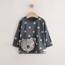 Load image into Gallery viewer, Charcoal Grey Koala Long Sleeve Bag T-Shirt (9mths-6yrs)
