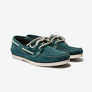 PHENIS Men's Boat Shoes Blue Suede Leather