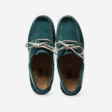 Load image into Gallery viewer, PHENIS Men&#39;s Boat Shoes Blue Suede Leather
