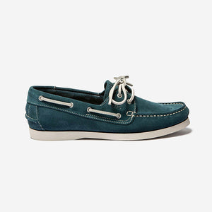 PHENIS Men's Boat Shoes Blue Suede Leather