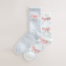Load image into Gallery viewer, Pink/Grey Bows Cosy Ankle Socks 2 Pack
