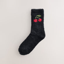 Load image into Gallery viewer, Leopard Cherries Cosy Ankle Socks 2 Pack
