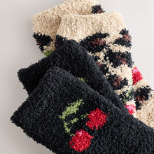 Load image into Gallery viewer, Leopard Cherries Cosy Ankle Socks 2 Pack
