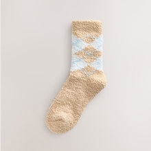 Load image into Gallery viewer, Blue/Neutral Argyle Cosy Ankle Socks 2 Pack
