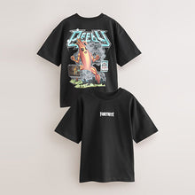 Load image into Gallery viewer, Black Fortnite Print Short Sleeved T-Shirt (4-12yrs)
