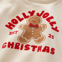 Load image into Gallery viewer, Ecru Christmas Crew Neck Jersey Sweatshirt (3mths-6yrs)
