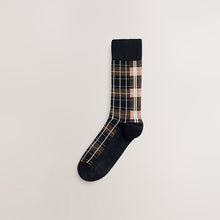 Load image into Gallery viewer, Black/Blue/Brown Check Pattern Smart Socks 5 Pack
