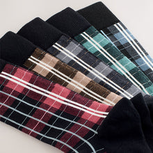Load image into Gallery viewer, Black/Blue/Brown Check Pattern Smart Socks 5 Pack
