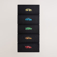 Load image into Gallery viewer, Black Sports Cars Fun Embroidered Socks 5 Pack
