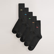 Load image into Gallery viewer, Black Sports Cars Fun Embroidered Socks 5 Pack
