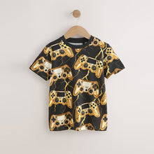 Load image into Gallery viewer, Black/Gold Controller Regular Fit Short Sleeve All-Over Print T-Shirt (3-12yrs)
