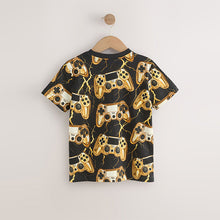Load image into Gallery viewer, Black/Gold Controller Regular Fit Short Sleeve All-Over Print T-Shirt (3-12yrs)
