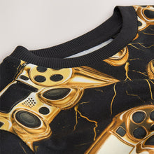 Load image into Gallery viewer, Black/Gold Controller Regular Fit Short Sleeve All-Over Print T-Shirt (3-12yrs)
