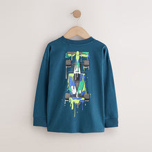 Load image into Gallery viewer, Navy Blue Racing Car Relaxed Fit Graphic Long Sleeve Cotton T-Shirt (3-12yrs)
