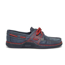 Load image into Gallery viewer, Men&#39;s Boat Shoes Navy and Red Leather

