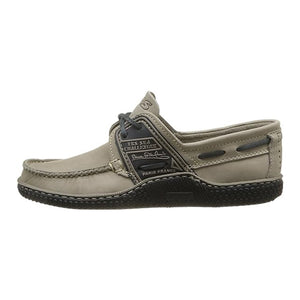 Men's Boat Shoes Beige and Navy Leather