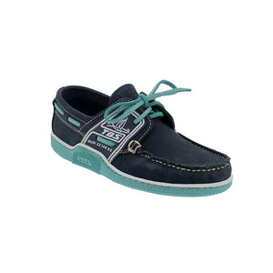 Men's Boat Shoes Navy and Turquoise Leather