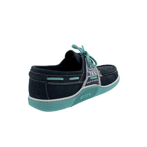 Men's Boat Shoes Navy and Turquoise Leather