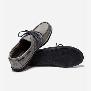 Men's Boat Shoes Grey Leather