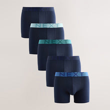 Load image into Gallery viewer, Navy Blue 5 Pack Cotton Rich Trunk Boxers
