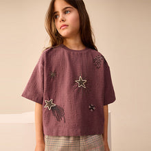 Load image into Gallery viewer, Rust Brown Sequin Star T-Shirt (4-12yrs)
