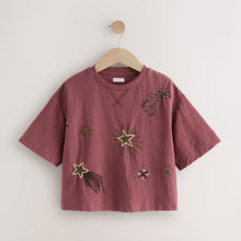 Load image into Gallery viewer, Rust Brown Sequin Star T-Shirt (4-12yrs)
