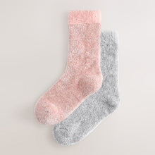 Load image into Gallery viewer, Pink/Grey Sparkle Velvet Cosy Socks 2 Pack

