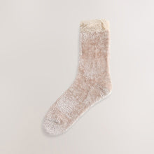 Load image into Gallery viewer, Black/ Neutral Velvet Cosy Socks 2 Pack
