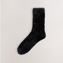Load image into Gallery viewer, Black/ Neutral Velvet Cosy Socks 2 Pack
