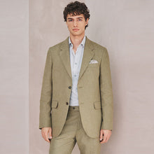 Load image into Gallery viewer, Green Tailored Fit N. Premium Linen Blend Texture Suit Jacket
