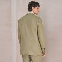 Load image into Gallery viewer, Green Tailored Fit N. Premium Linen Blend Texture Suit Jacket
