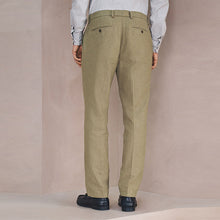 Load image into Gallery viewer, Green Tailored Fit Linen Blend Texture Suit Trousers
