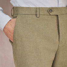 Load image into Gallery viewer, Green Tailored Fit Linen Blend Texture Suit Trousers

