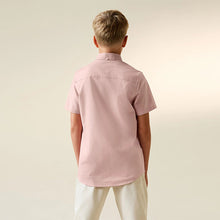Load image into Gallery viewer, Pink Logo Short Sleeve Cotton Rich Oxford Shirt (5-10yrs)
