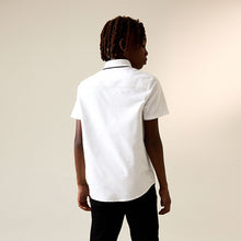 Load image into Gallery viewer, White Check Splice Short Sleeve Smart Shirt (3-12yrs)
