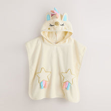 Load image into Gallery viewer, Ecru White Unicorn Towelling Poncho (9mths-10yrs)
