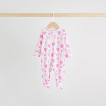 Load image into Gallery viewer, Pink 3 Pack Two Way Zip Baby Sleepsuits (0-2yrs)
