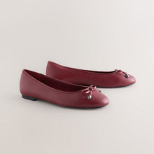 Load image into Gallery viewer, Red Round Toe Leather Ballerina Shoes
