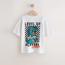 Load image into Gallery viewer, White/Green Dino Short Sleeve Graphic T-Shirt (3-12yrs)
