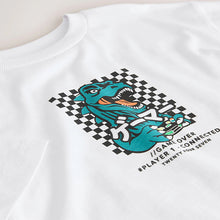 Load image into Gallery viewer, White/Green Dino Short Sleeve Graphic T-Shirt (3-12yrs)
