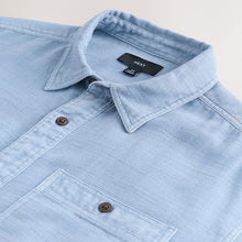Load image into Gallery viewer, Blue Regular Fit Textured Twin Pocket Long Sleeve Shirt
